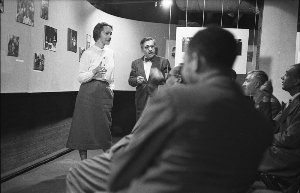 Rosalie Gwathmey shares her work at a Photo League meeting, 1947