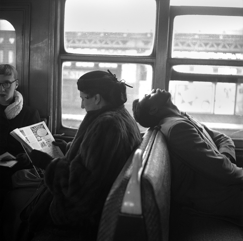 Passengers Sleeping & Reading on NYC Subway, 1949