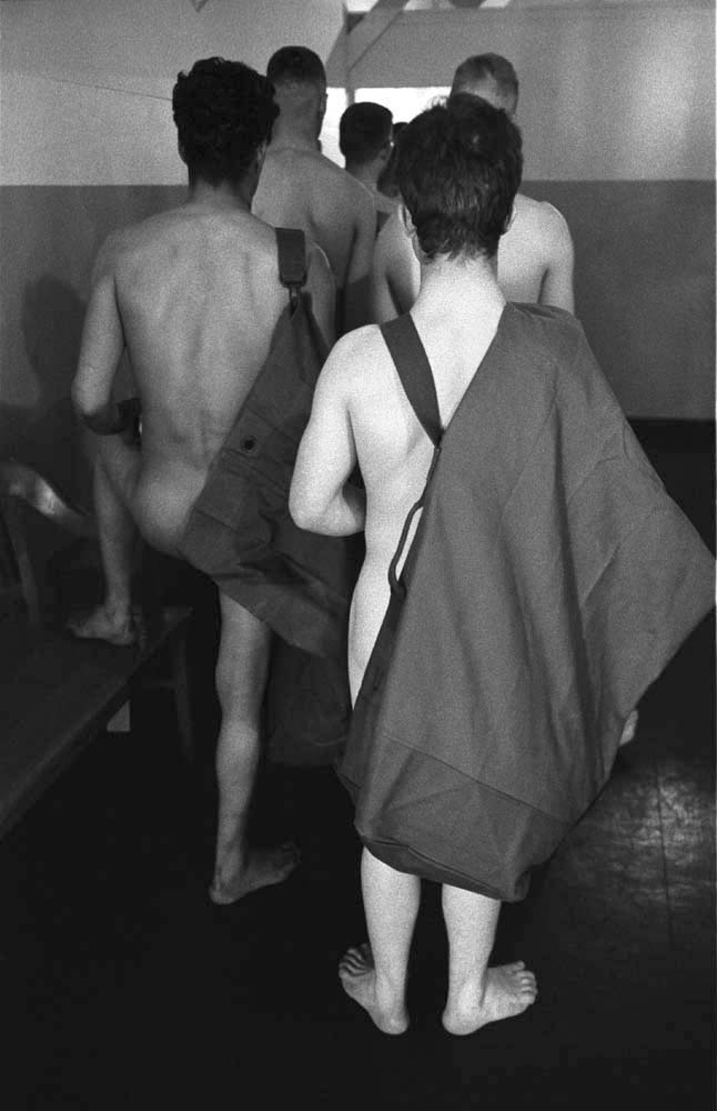 Waiting in Line for Physical Exam, Camp Kilmer, 1952