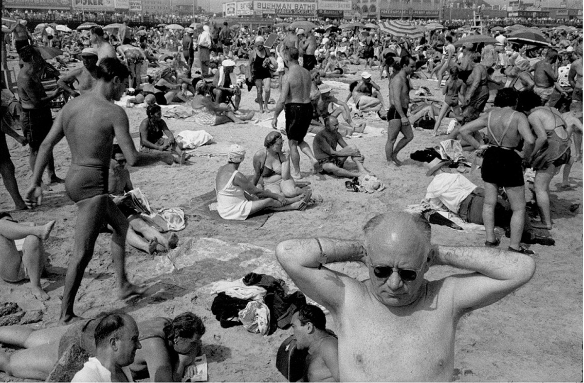 Crowded Beach at Coney Island, 1960