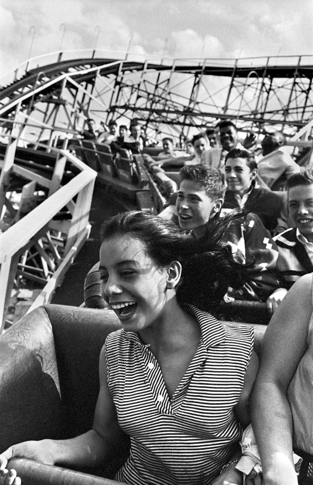 Girl screaming on Cyclone, 1952