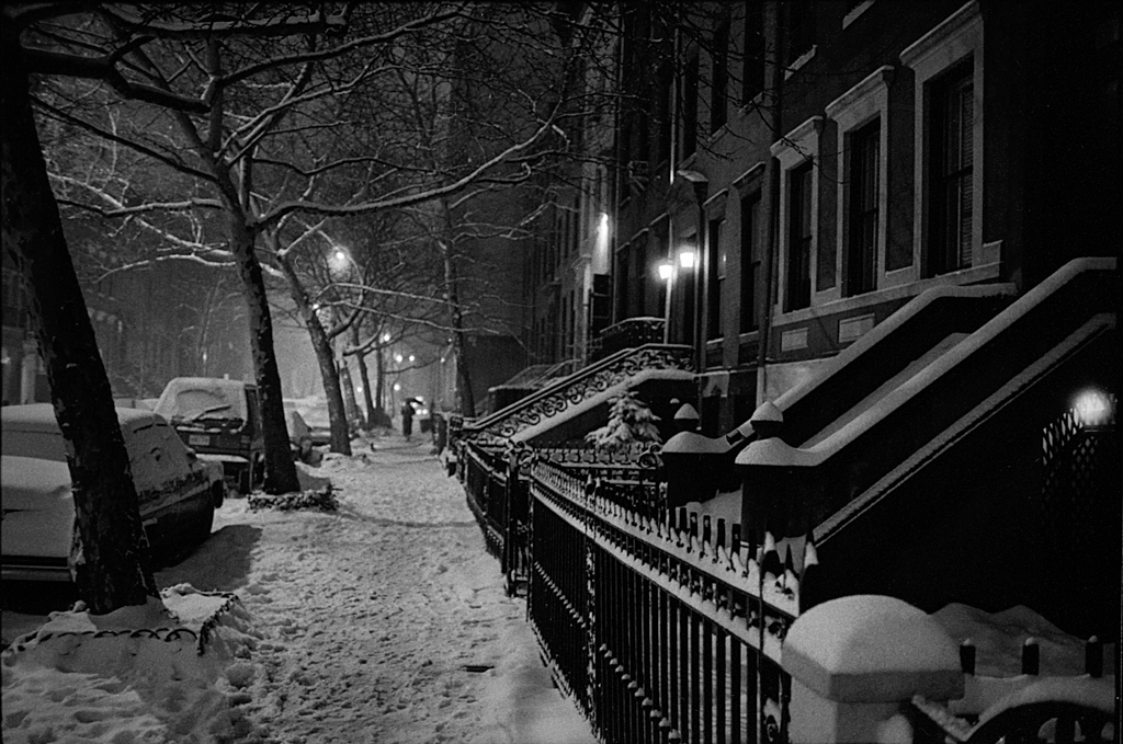 Night snow on West 11th Street, 1982