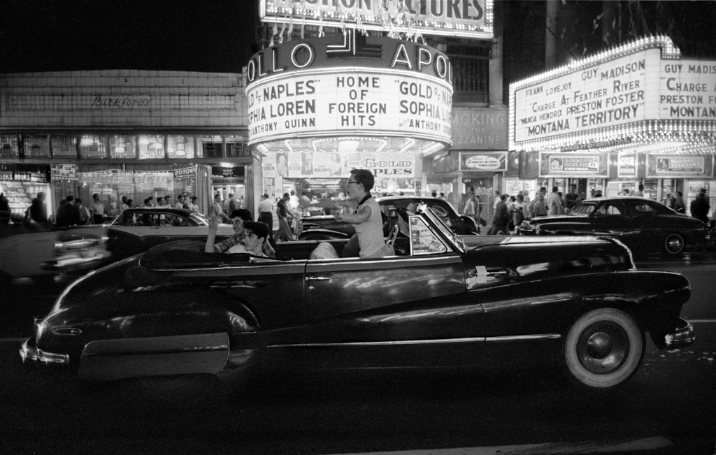 Cruising on Saturday night, 1957  Here the old Apollo Theater on 42nd Street specialized in foreign films, which were a bit sophisticated for me at the time!