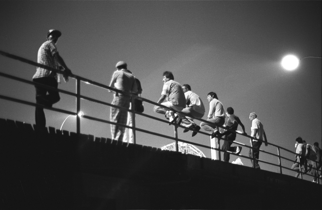 Rail sitters on boardwalk, 1989