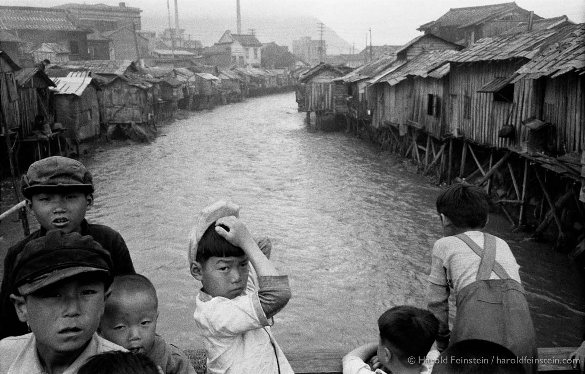 Korean Children at bridge, Pusan, 1952