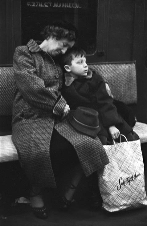 Mother and son on subway,  1954