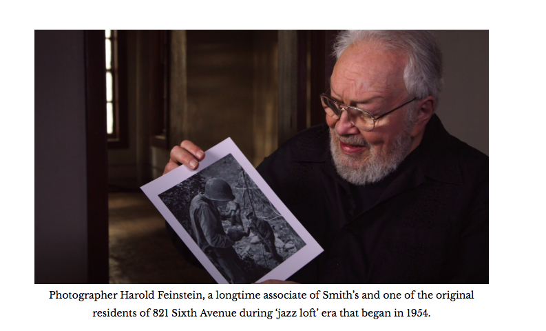 Harold  discussing one of Smitih's photos during an interview with Sara Fishko  for the film in 2013.  © Tom Hurwitz, AFC.  
